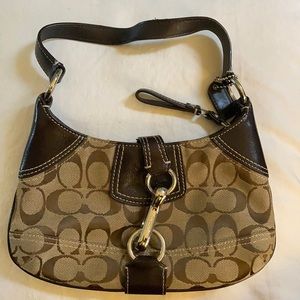 COACH TAN SIGNATURE LOGO PRINT PURSE